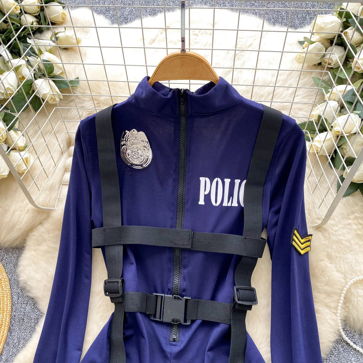 ITGIRLSOCIETY Sexy Police Uniform Long Sleeve Jumpsuit