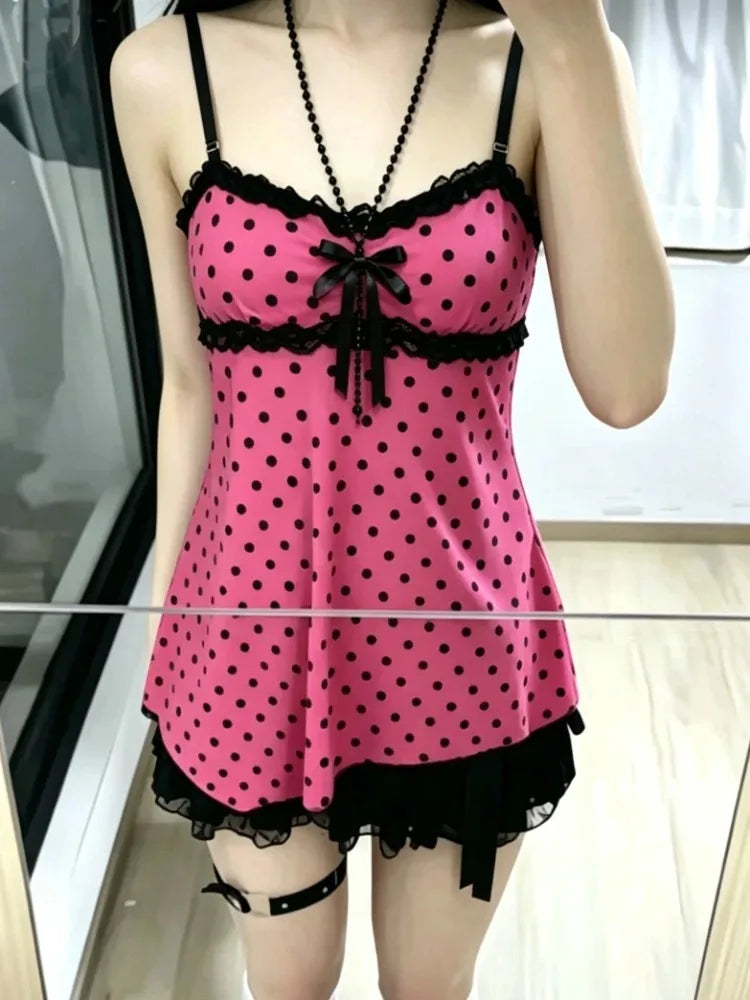 ITGIRLSOCIETY Y2K Leopard Lace Patchwork Cami Tank Top