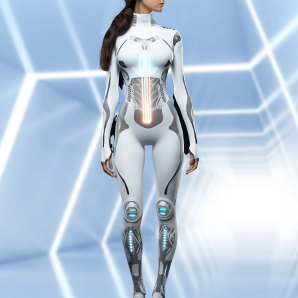 ITGIRLSOCIETY Mechanical Robot Print Halloween Bodysuit