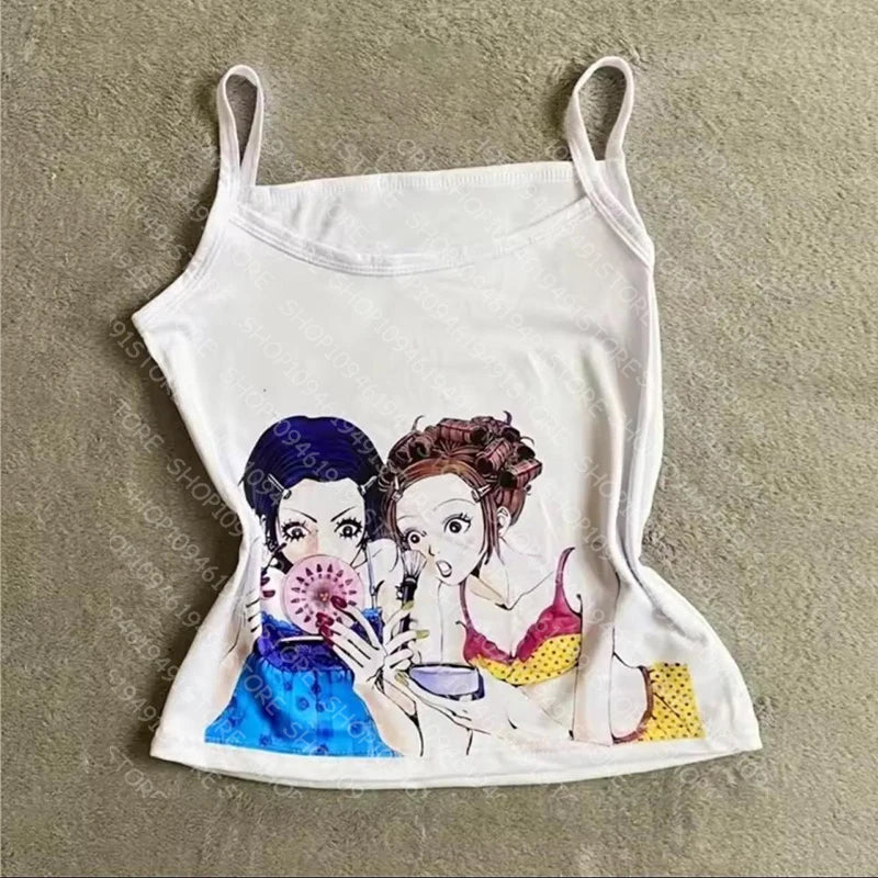 ITGIRLSOCIETY Y2K Aesthetic Print Cropped Vest Top