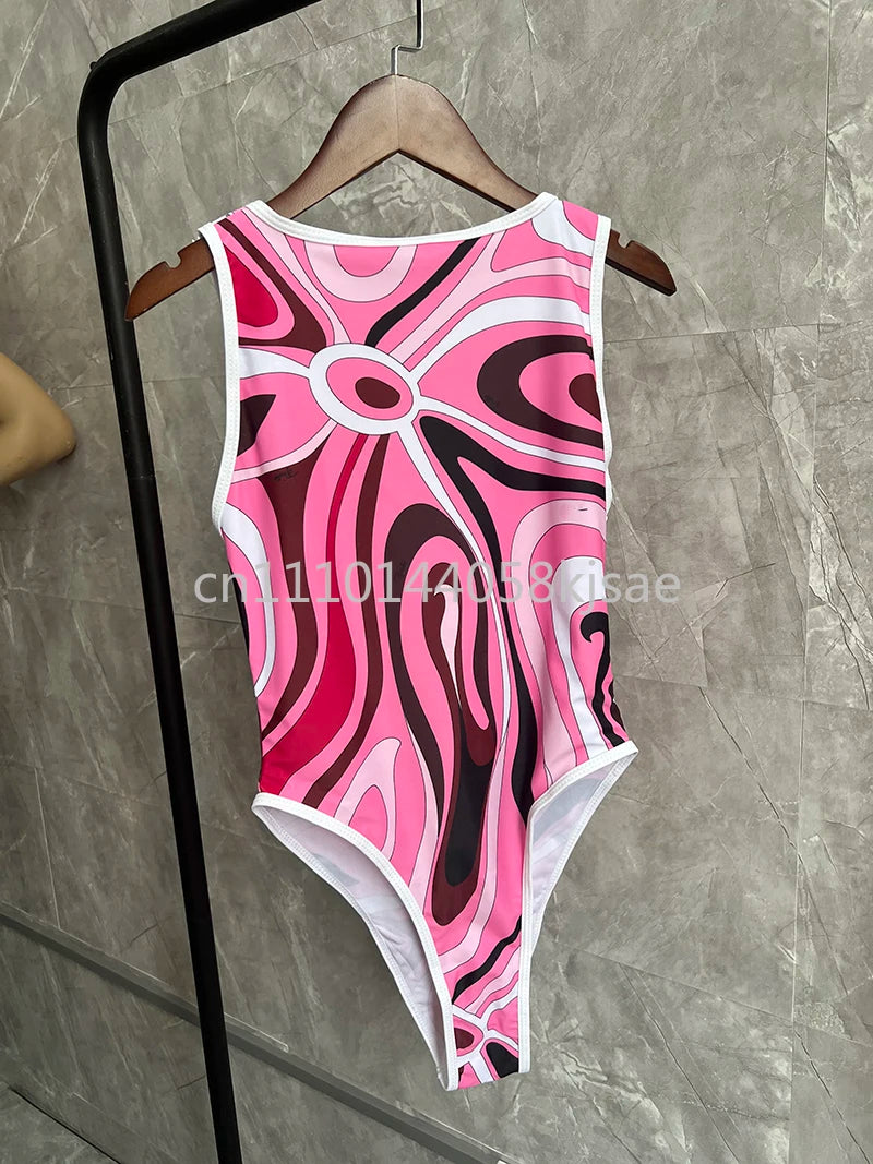 Luxury Design Women's Pink Scarf Swimsuits with Letter Signature Logo Classic Brand Headband Bikini Sets Beachwear