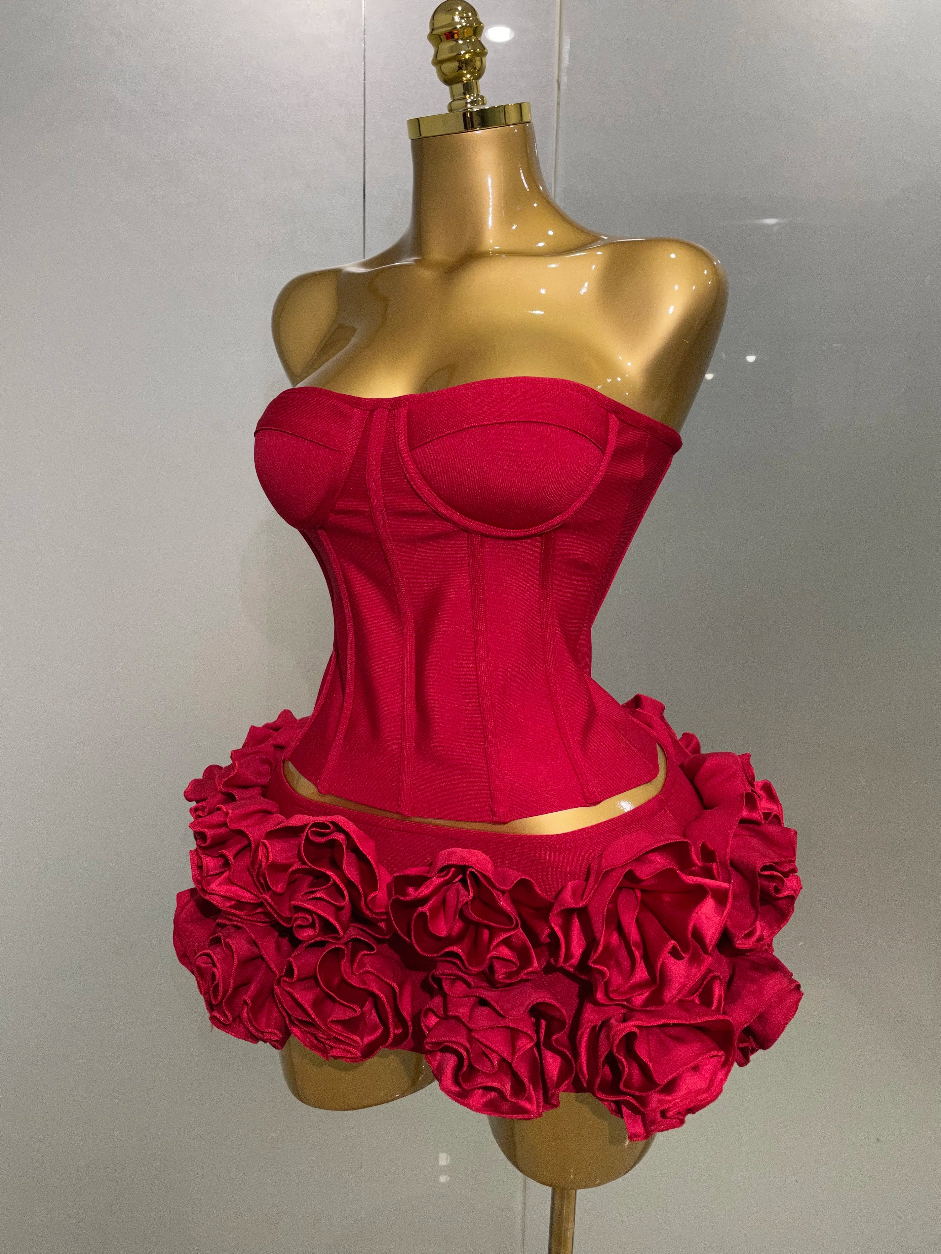 2025 Women Sexy Strapless Prom Gown Fashion Celebrity Club Party Skirt Set Birthday Cocktail Outfit Birthday Party Bandage Dress