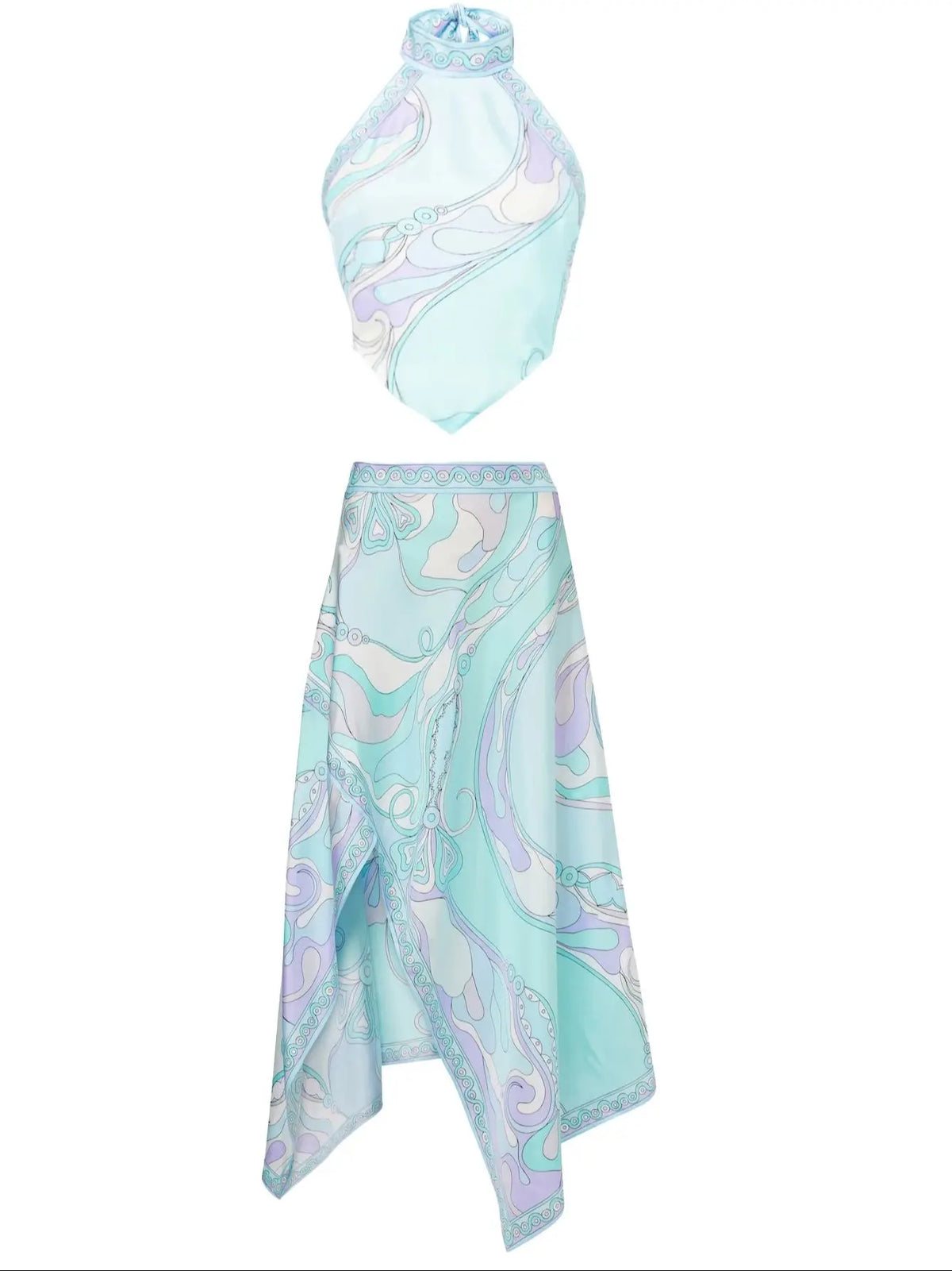 ITGIRLSOCIETY Halter Beach Bra & Long Skirt Set