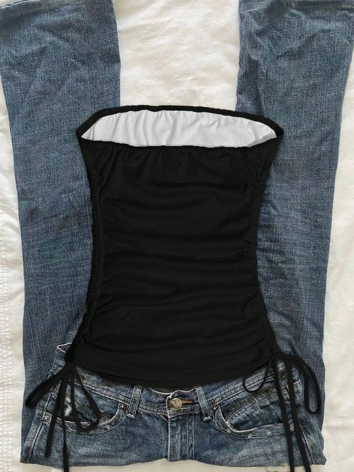ITGIRLSOCIETY Y2K Guitar Print Drawstring Front Cut Vest