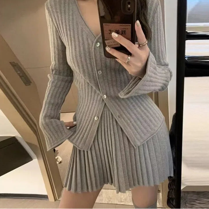 ITGIRLSOCIETY Knit Sweater & Mini Skirt Set