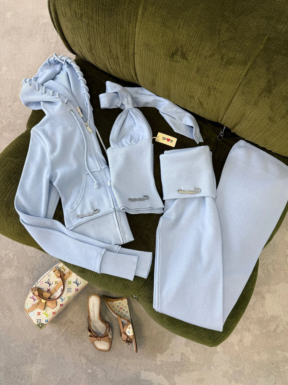 ITGIRLSOCIETY Y2K Slim Zip Hoodie & Sports Pants Tracksuit Set