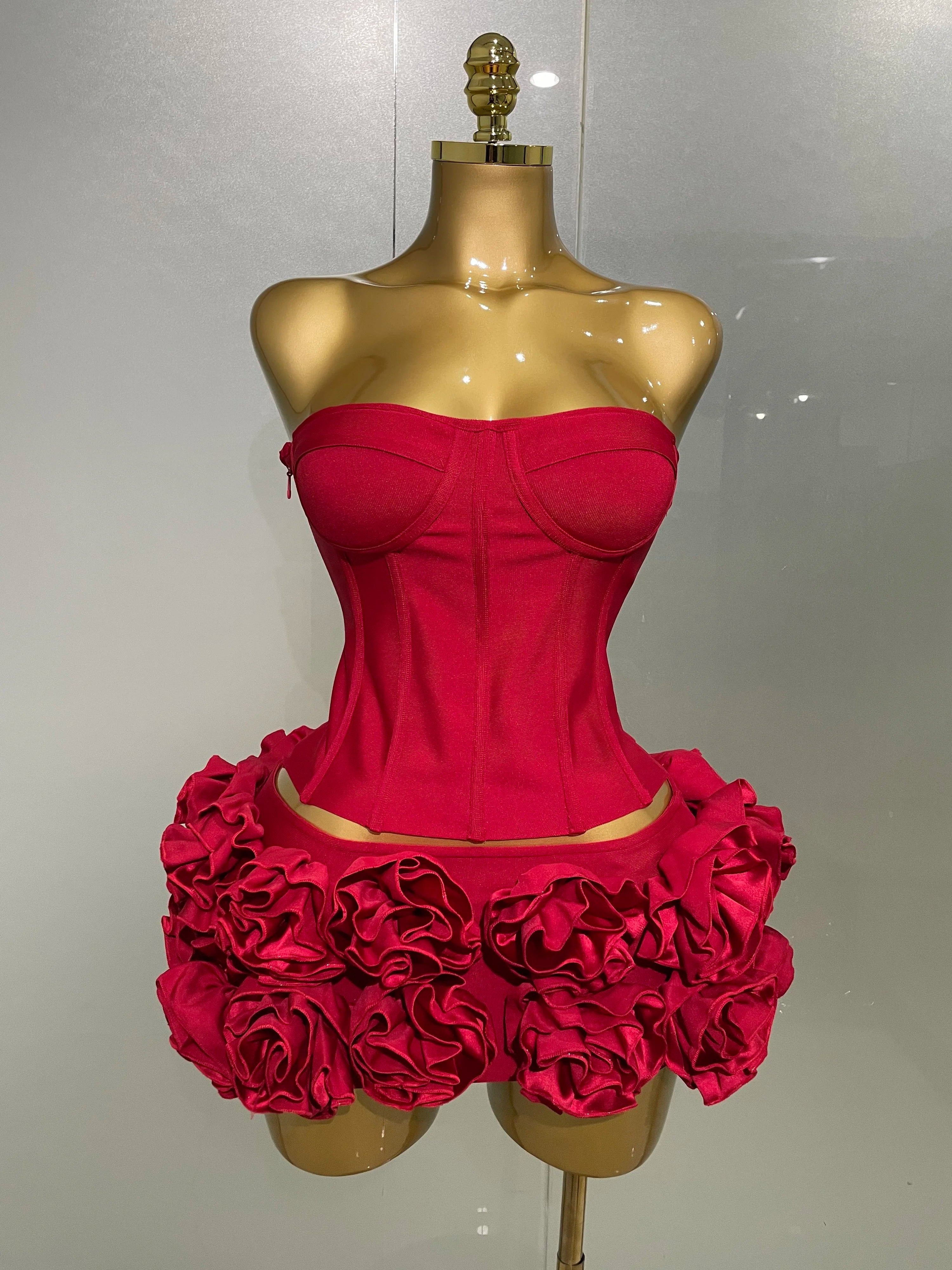 2025 Women Sexy Strapless Prom Gown Fashion Celebrity Club Party Skirt Set Birthday Cocktail Outfit Birthday Party Bandage Dress