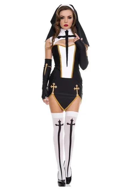 ITGIRLSOCIETY Sexy Nun Halloween Cosplay Costume Set
