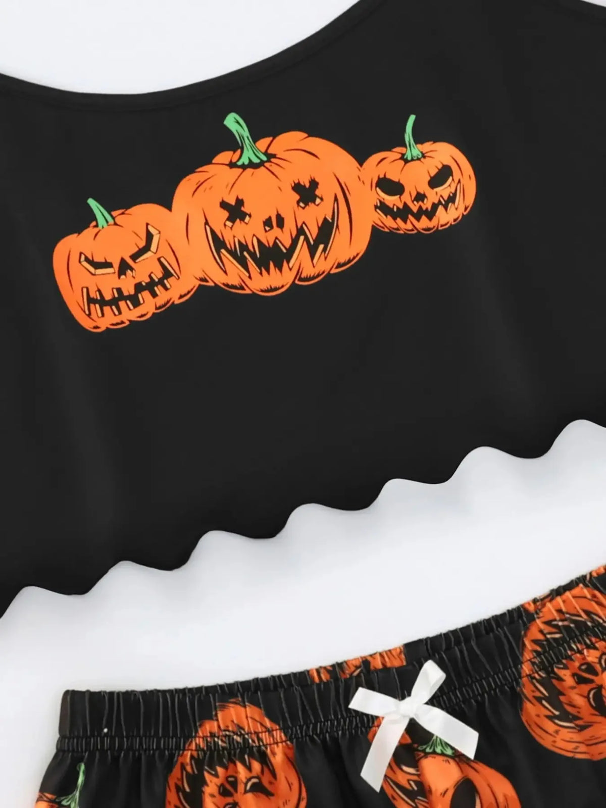 ITGIRLSOCIETY Halloween Devil & Pumpkin Print Pajamas Set