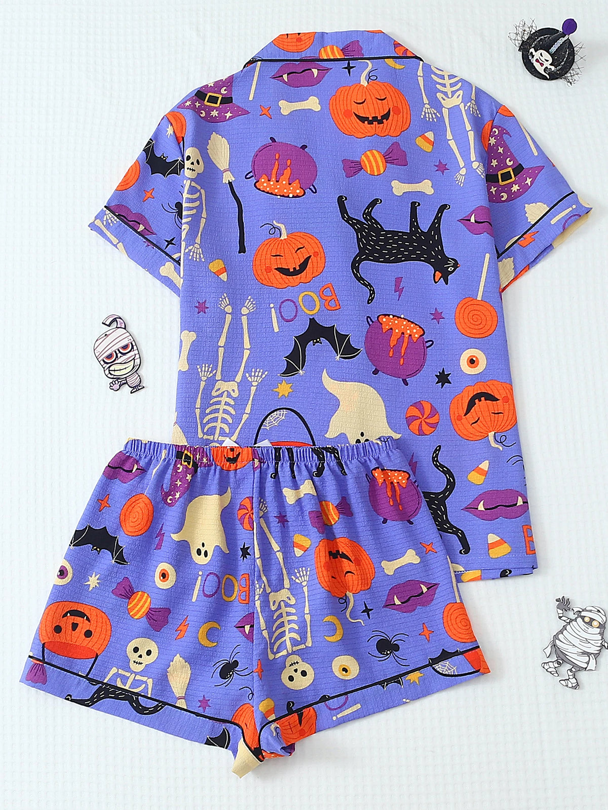 ITGIRLSOCIETY Black Cat Halloween Pajama Set