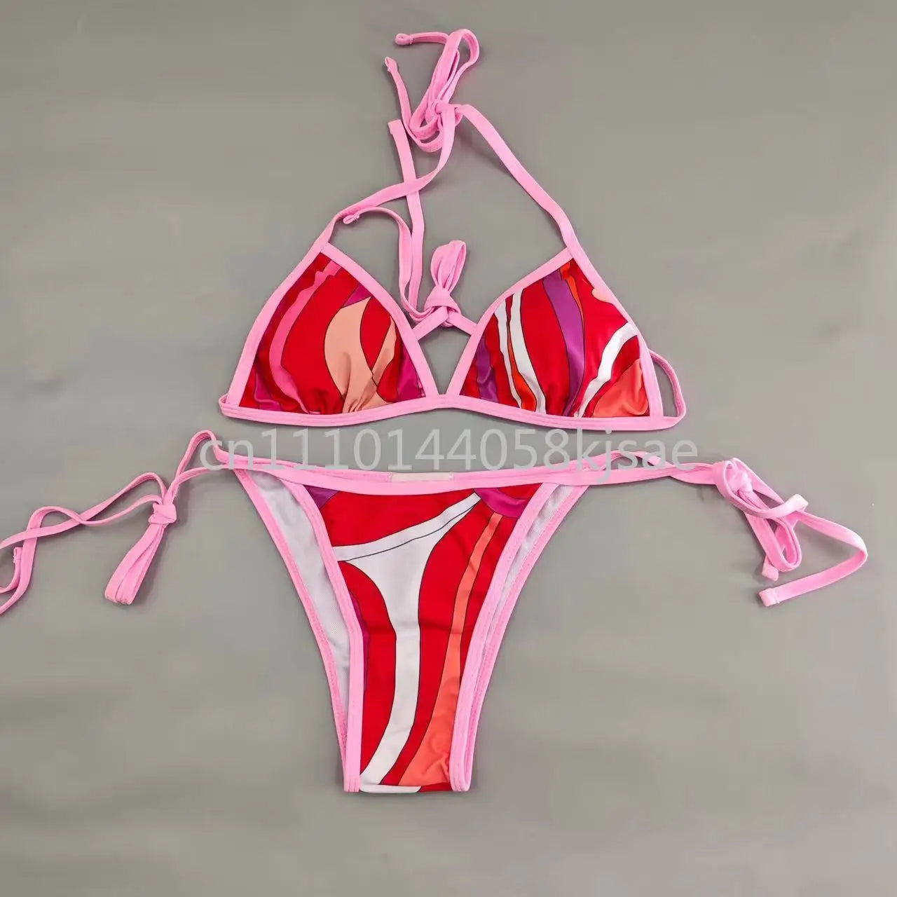 Classic Design Women's Red Bikini Sets Fashion Brand Lady Beachwear Headband Swimsuits Swimwear