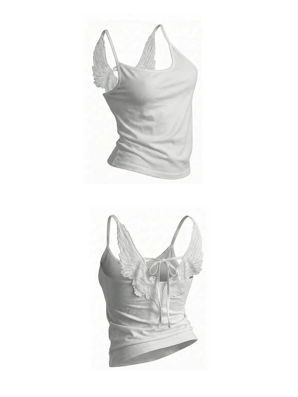 ITGIRLSOCIETY Y2K Angel Wings Embroidered Denim Vest & Low-Waist Shorts Set