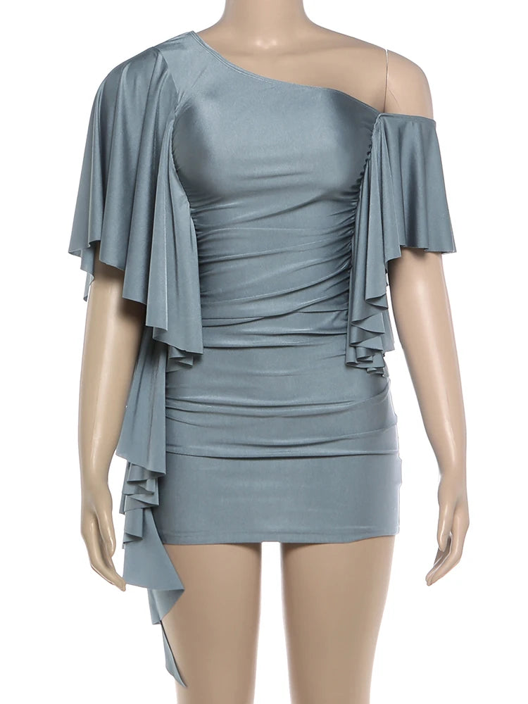 ITGIRLSOCIETY Off-Shoulder Flare Mini Dress