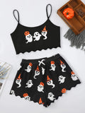 ITGIRLSOCIETY Skull Print Halloween Sleepwear Set