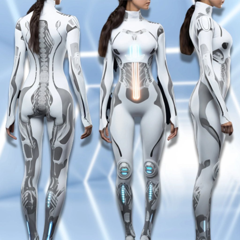 ITGIRLSOCIETY Mechanical Robot Print Halloween Bodysuit