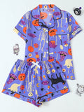 ITGIRLSOCIETY Black Cat Halloween Pajama Set