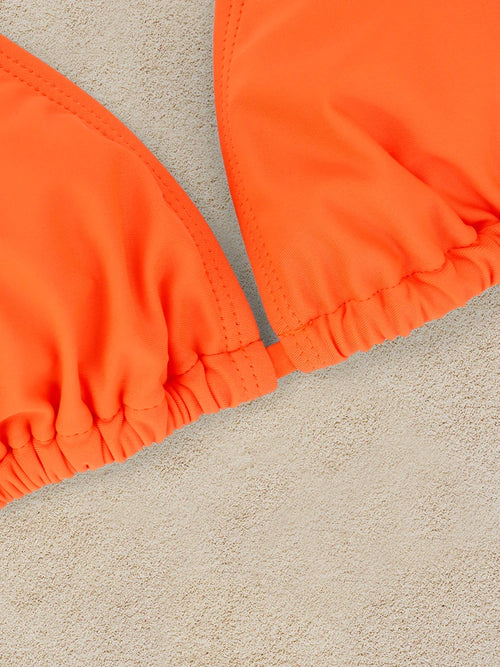 2Pcs Sexy Bikini Swimsuit For Women Solid Color Swimwear Summer Bathing Suits Females Backless Beachwear Halter Swimwear