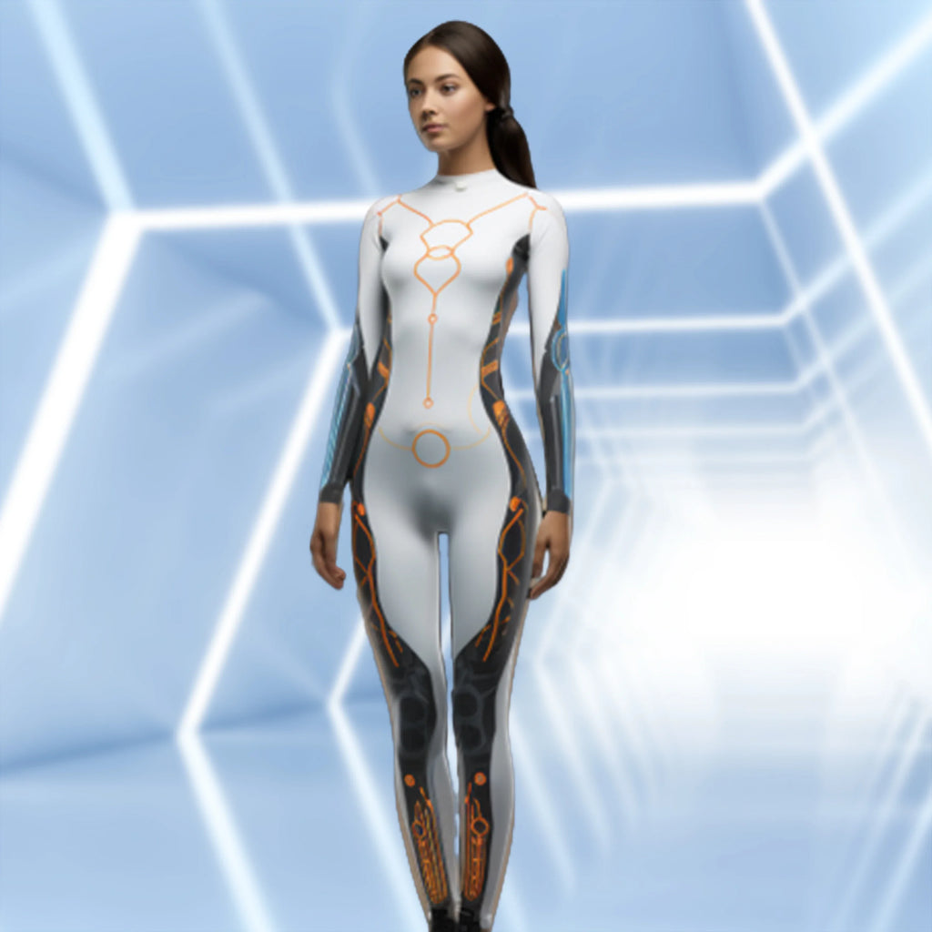 ITGIRLSOCIETY Mechanical Robot Print Halloween Bodysuit