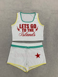 ITGIRLSOCIETY Y2K Star & Letter Print Crop Tank Top & Drawstring Shorts Set