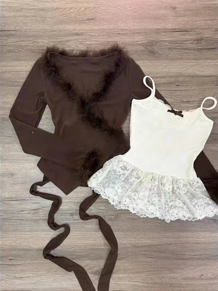 ITGIRLSOCIETY Pleated Mini Skirt 3-Piece Set