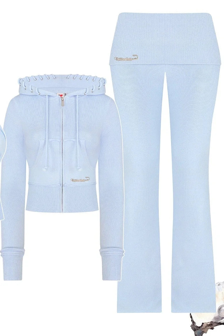 ITGIRLSOCIETY Y2K Slim Zip Hoodie & Sports Pants Tracksuit Set