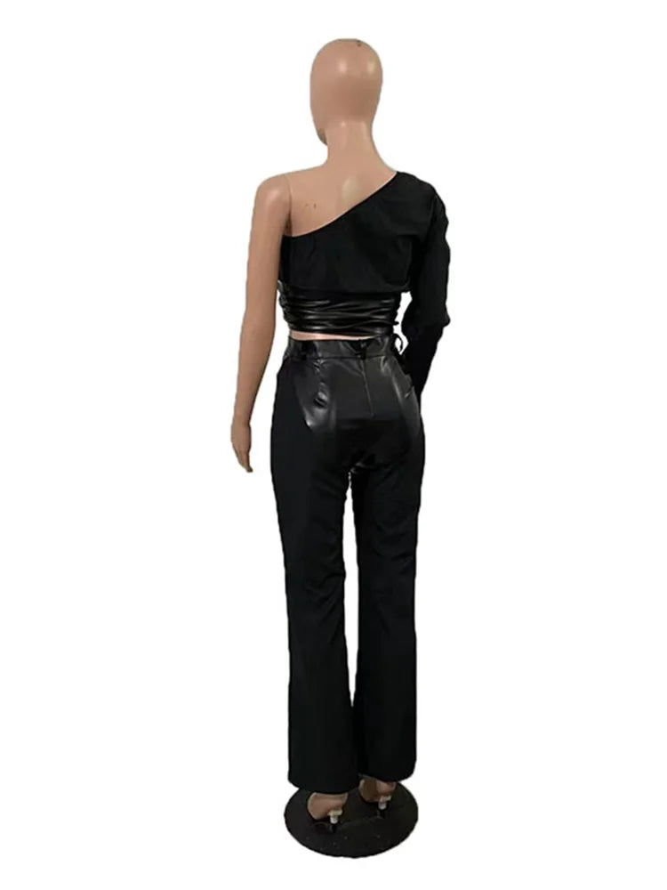 ITGIRLSOCIETY Black Bodycon Top & Pants Set