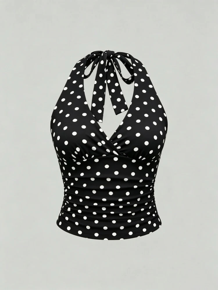 ITGIRLSOCIETY Leopard Print V-Neck Backless Halter Crop Top