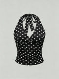 ITGIRLSOCIETY Leopard Print V-Neck Backless Halter Crop Top