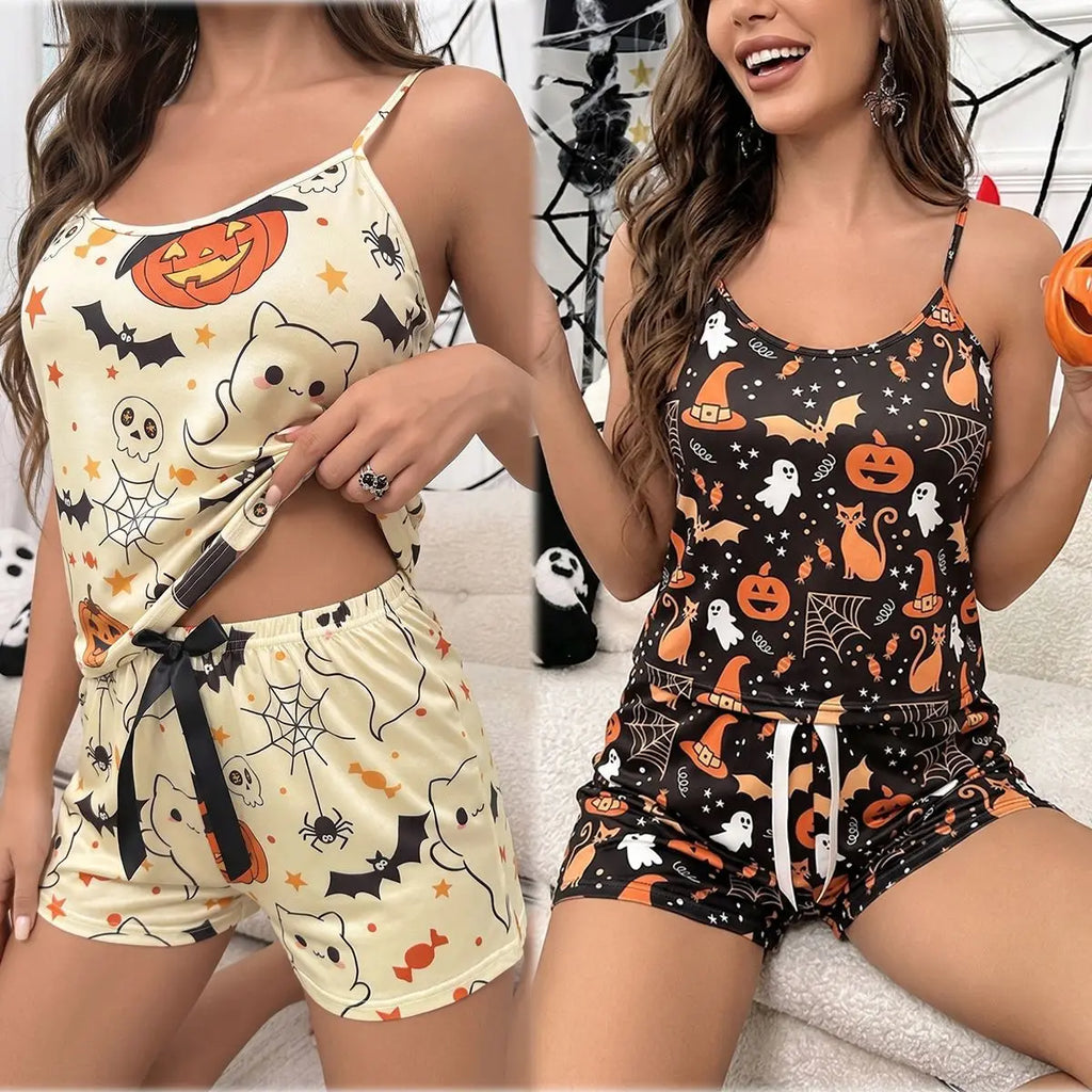 ITGIRLSOCIETY Spooky Pumpkin Ghost Cami Pajama Set