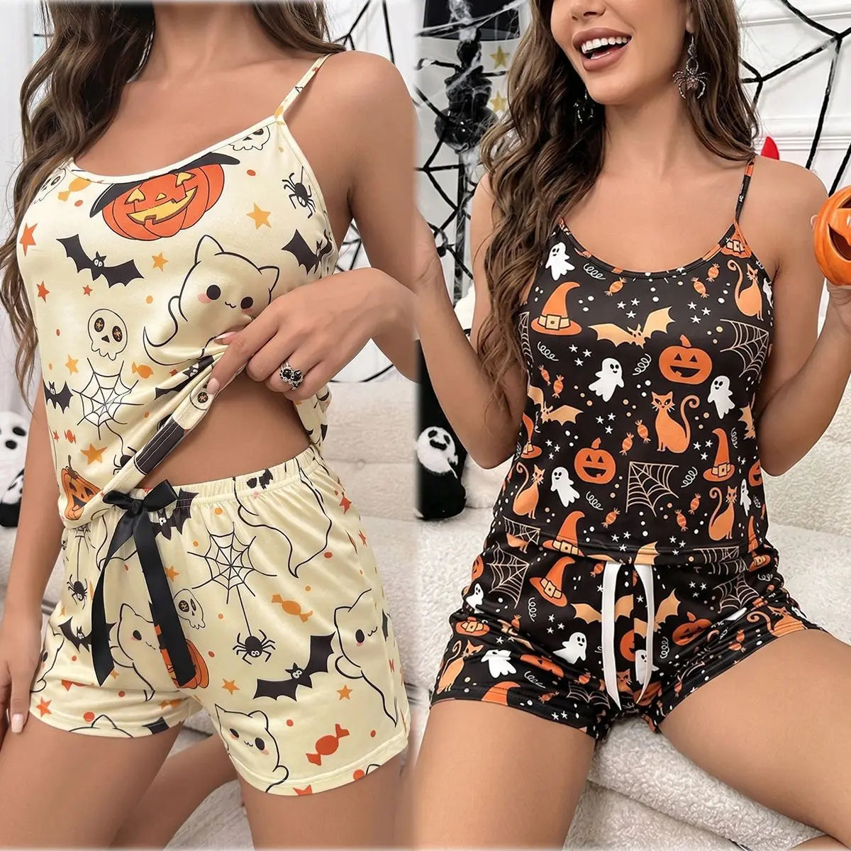 ITGIRLSOCIETY Spooky Pumpkin Ghost Cami Pajama Set