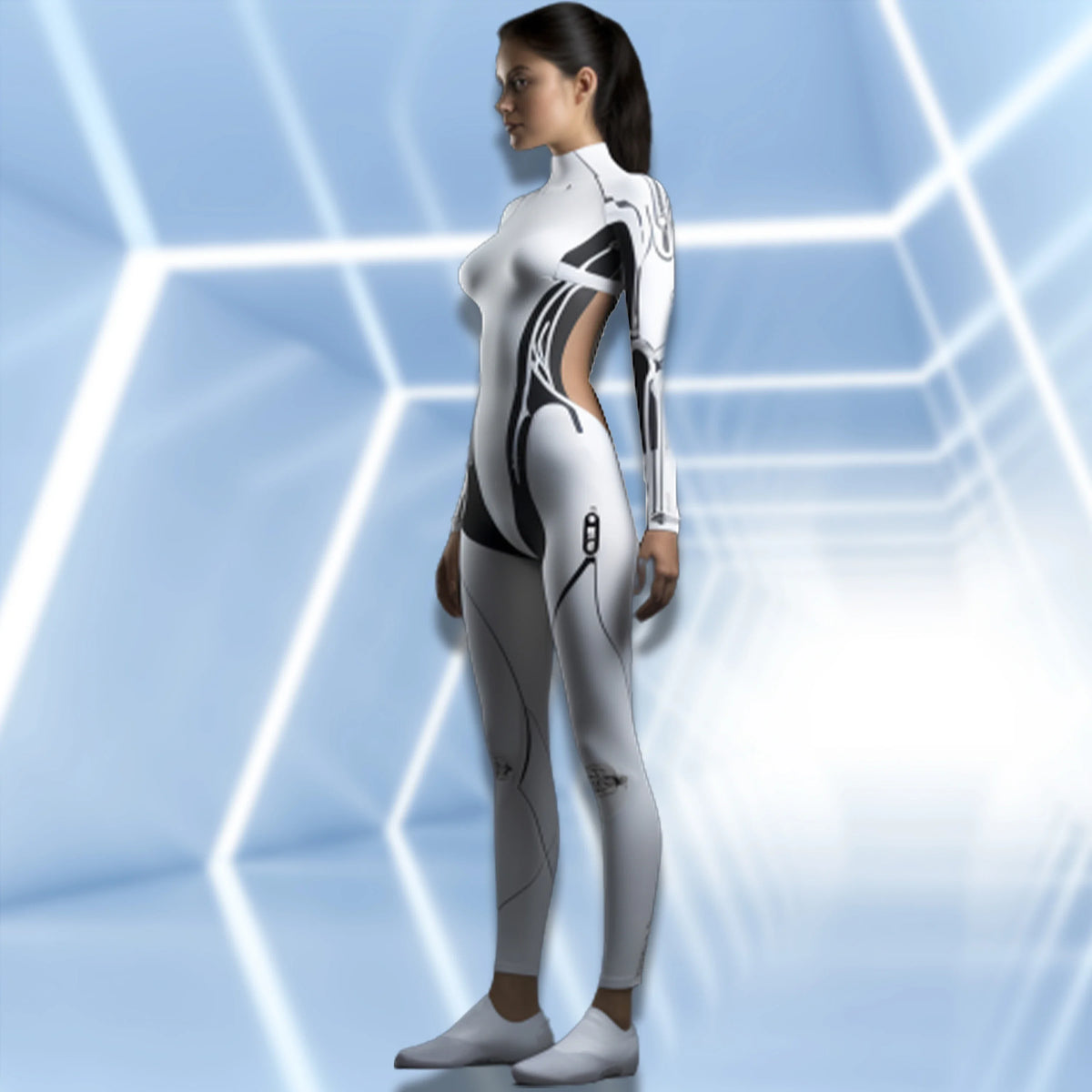 ITGIRLSOCIETY Mechanical Robot Print Halloween Bodysuit
