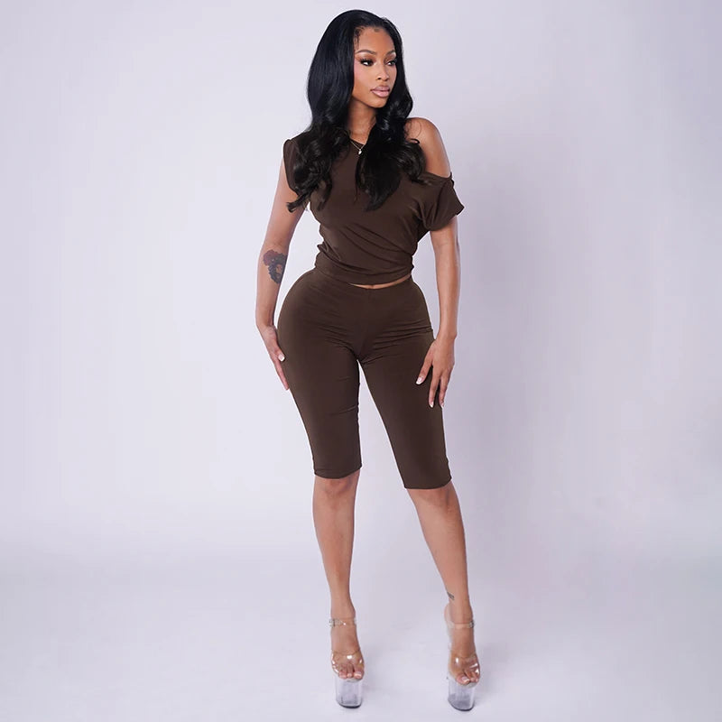 ITGIRLSOCIETY Off-Shoulder Top & Slim Pants Set