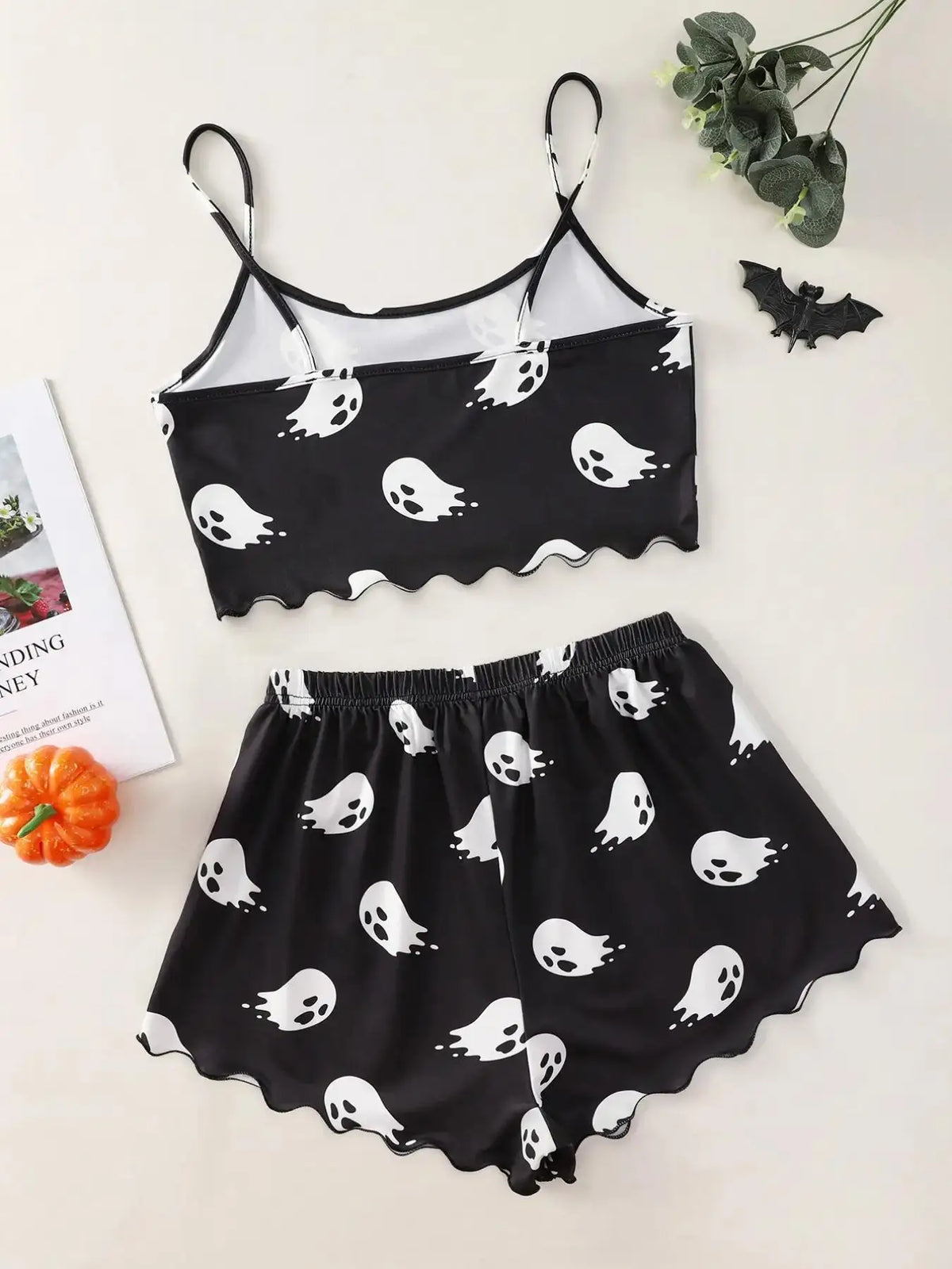 ITGIRLSOCIETY Halloween Pumpkin Print Pajama Set