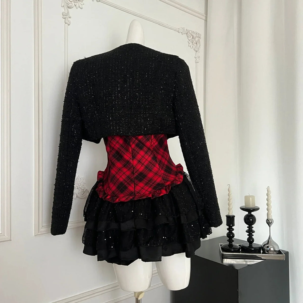 ITGIRLSOCIETY Y2K Coat & Plaid Dress Set