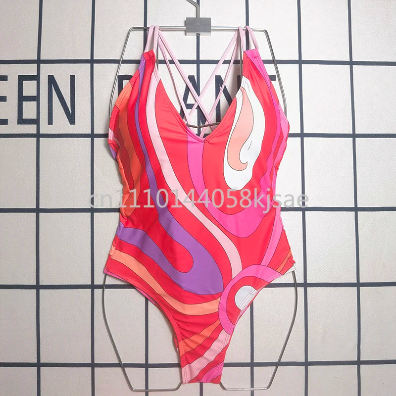 Classic Design Women's Red Bikini Sets Fashion Brand Lady Beachwear Headband Swimsuits Swimwear