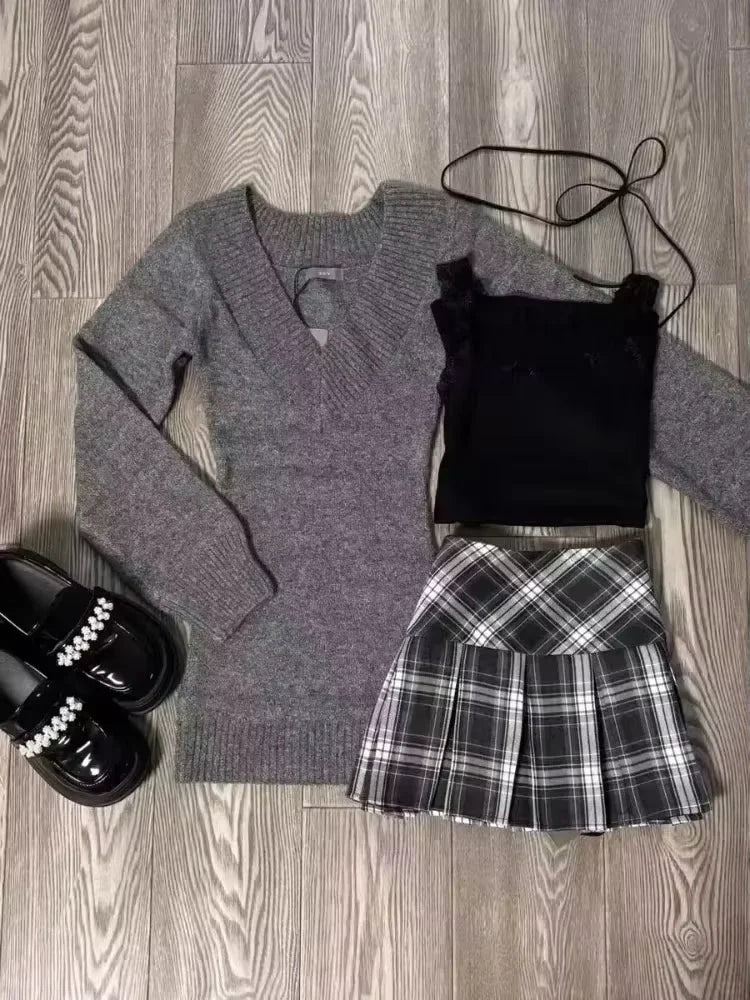 ITGIRLSOCIETY Pleated Mini Skirt 3-Piece Set