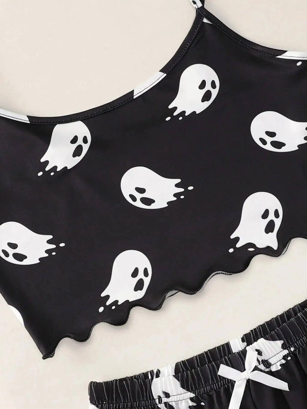 ITGIRLSOCIETY Skull Print Halloween Sleepwear Set