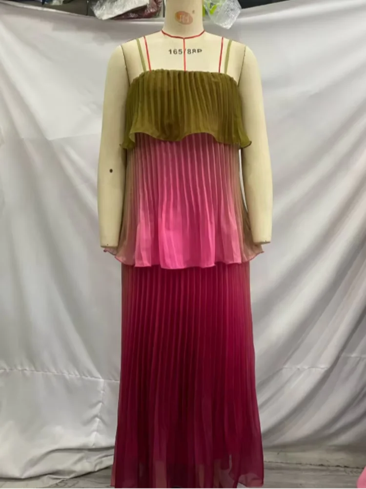 ITGIRLSOCIETY Ruffle Tiered Spaghetti Strap Maxi Dress