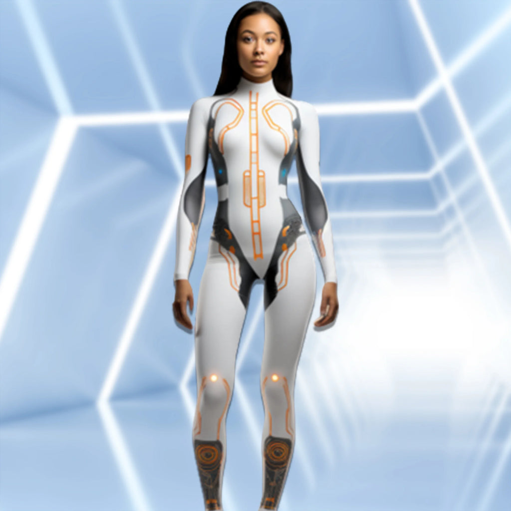 ITGIRLSOCIETY Mechanical Robot Print Halloween Bodysuit