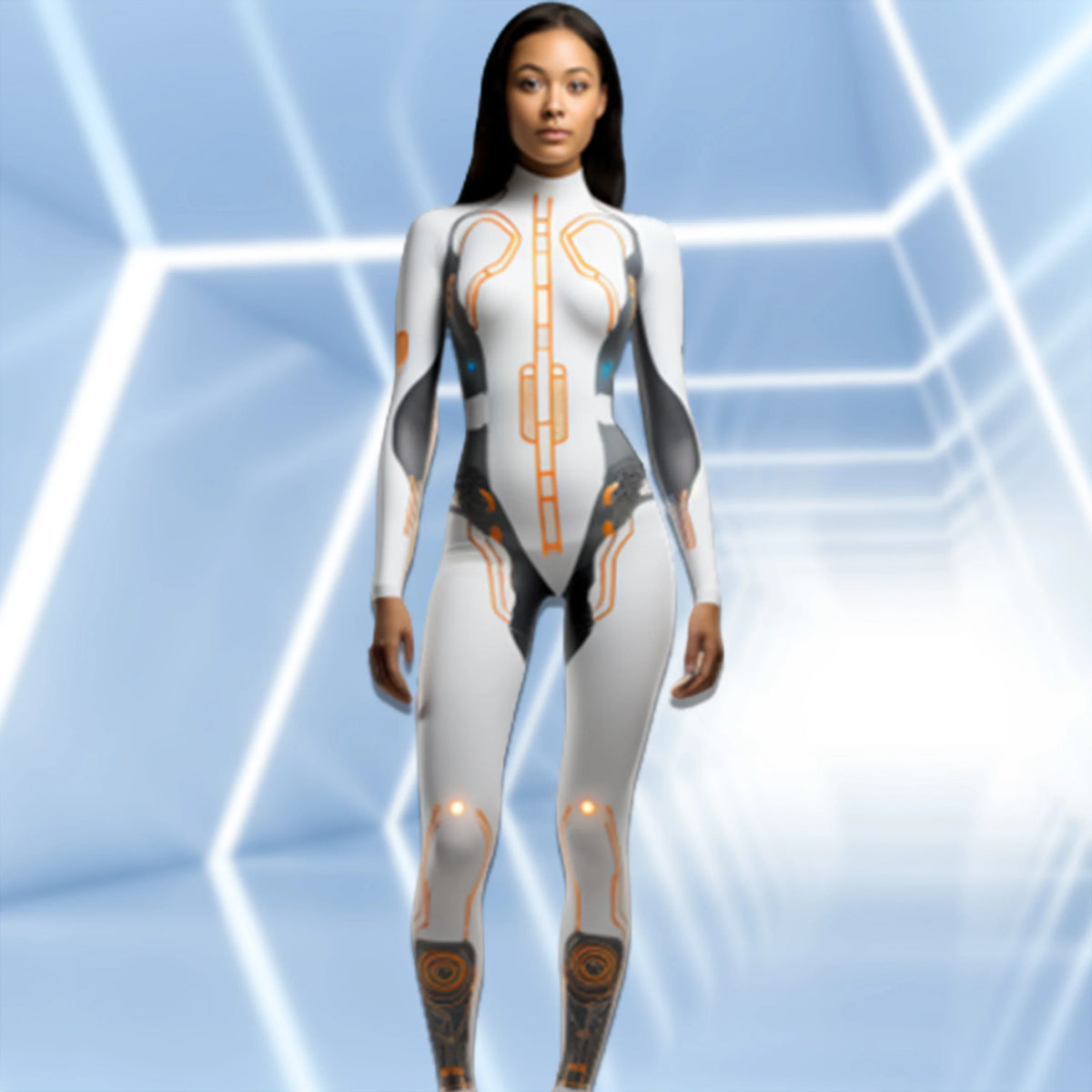 ITGIRLSOCIETY Mechanical Robot Print Halloween Bodysuit