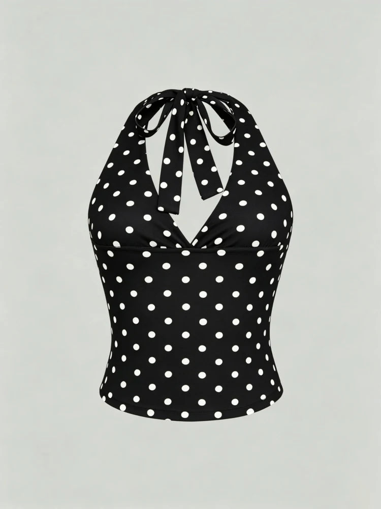 ITGIRLSOCIETY Leopard Print V-Neck Backless Halter Crop Top