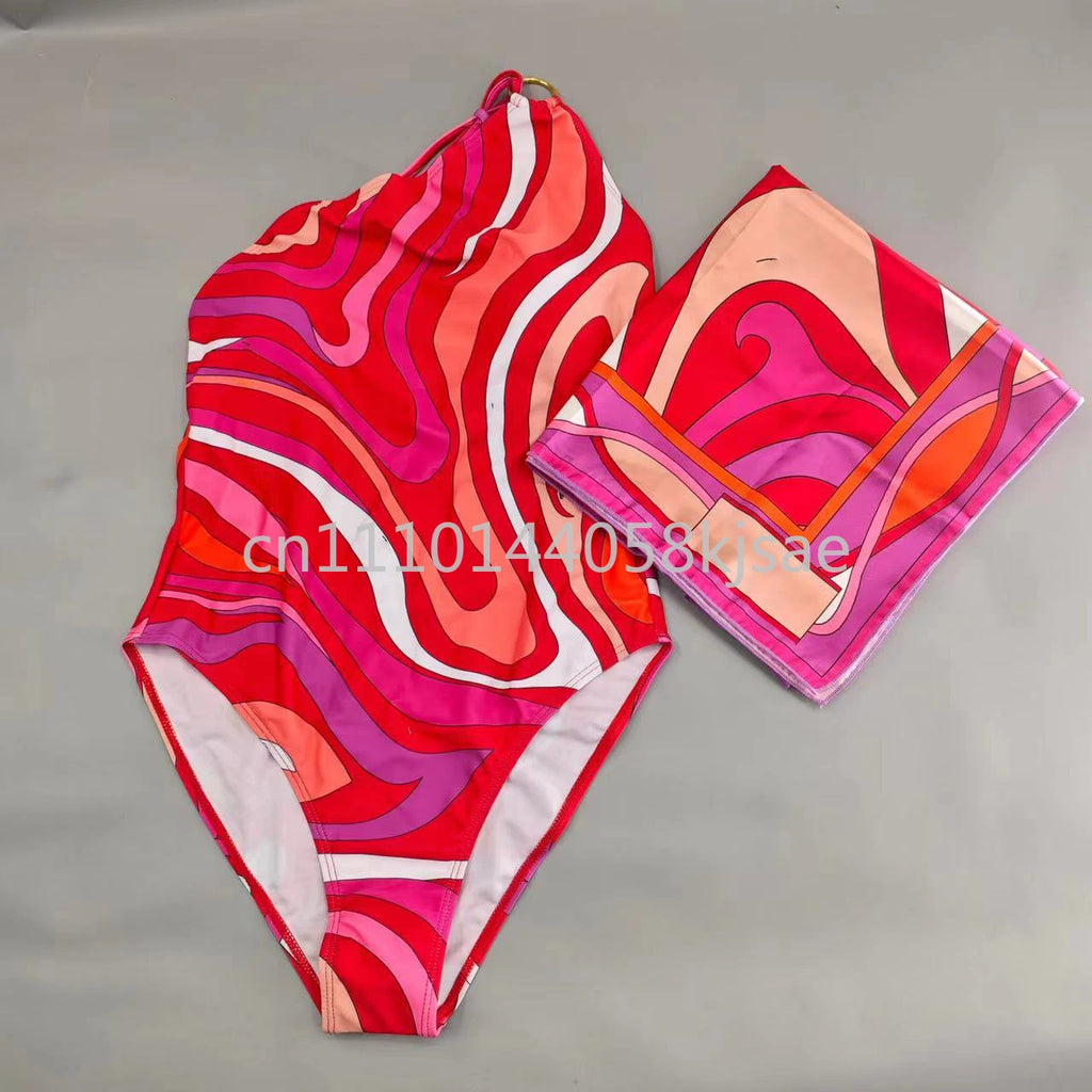 Classic Design Women's Red Bikini Sets Fashion Brand Lady Beachwear Headband Swimsuits Swimwear