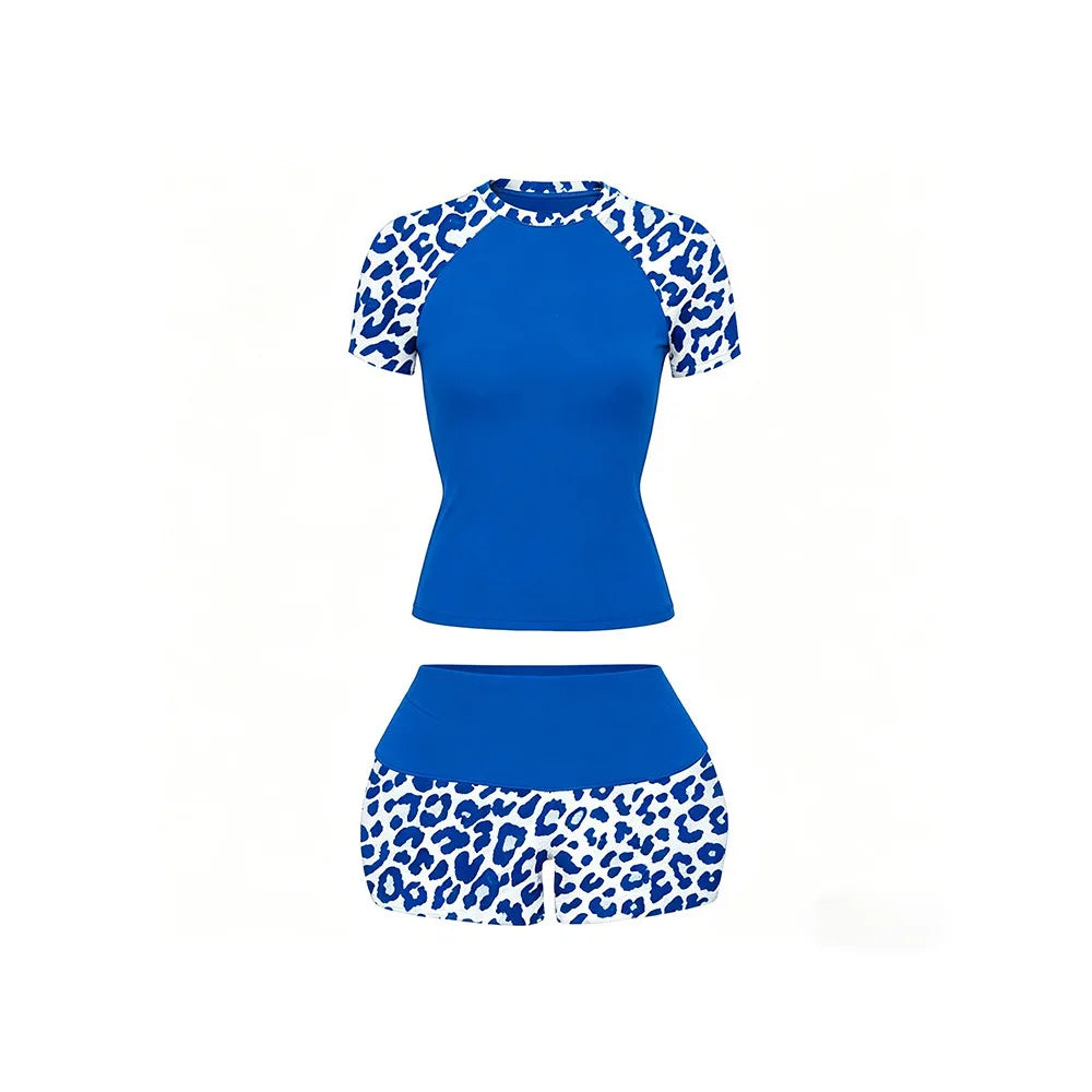 ITGIRLSOCIETY Y2K Leopard Patchwork Crop & Shorts Set