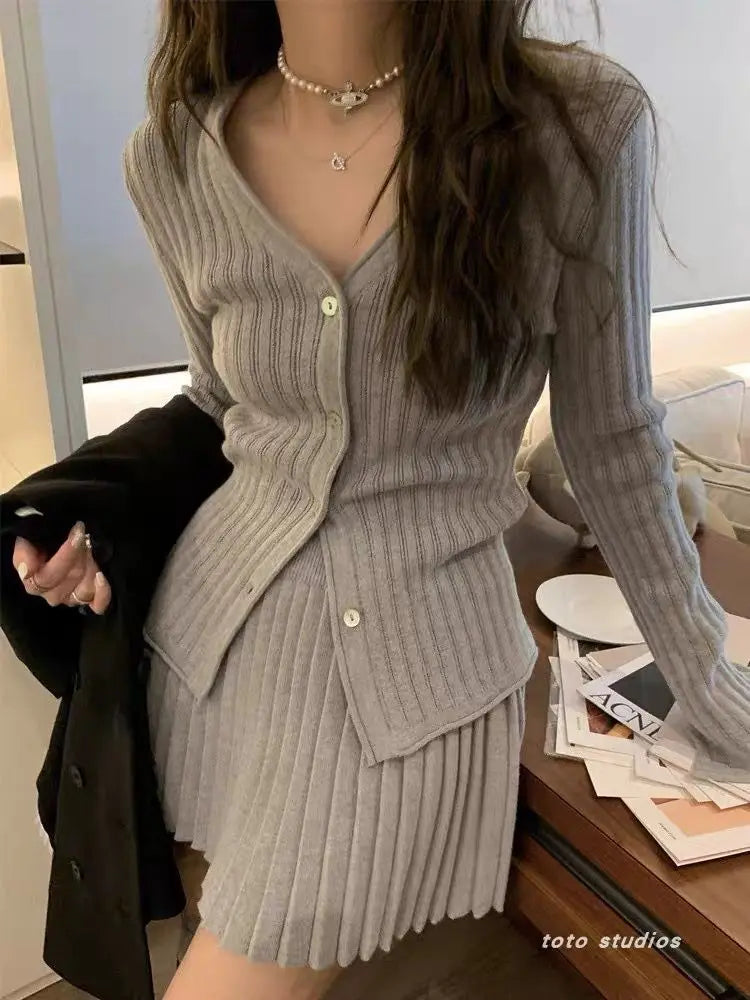 ITGIRLSOCIETY Knit Sweater & Mini Skirt Set