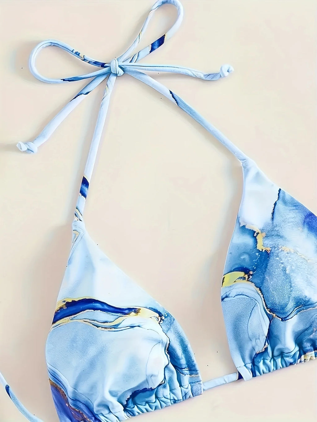 Summer European & American Marble Print | Women's Bikini + Cover-Up Skirt Set, Luxury Chic Style, Summer Yacht Club Gathering Ou