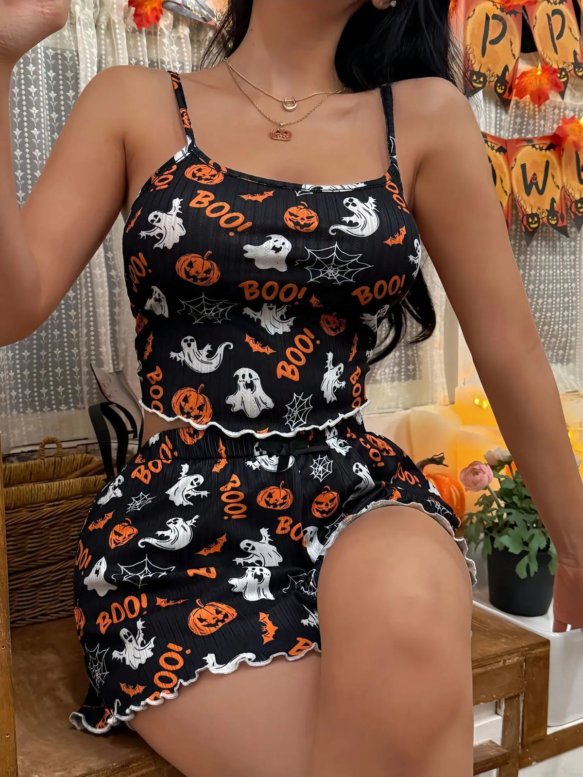 ITGIRLSOCIETY Spooky Pumpkin Loungewear Set