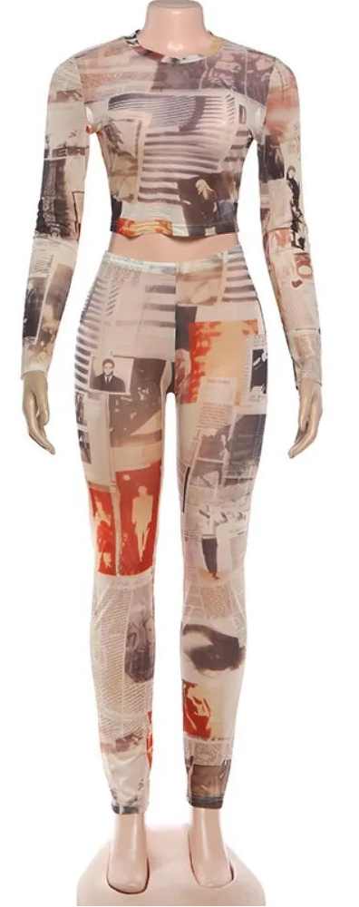 ITGIRLSOCIETY Retro Print Two-Piece Set