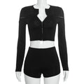 ITGIRLSOCIETY Y2K Hook Clasp Hollow Crop Top & Hot Pants Set