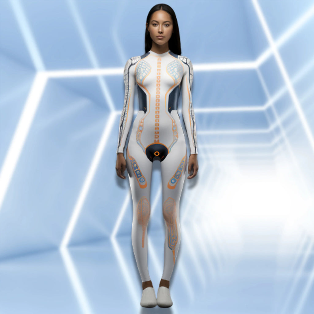 ITGIRLSOCIETY Mechanical Robot Print Halloween Bodysuit