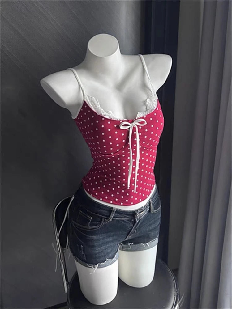 ITGIRLSOCIETY Y2K Leopard Lace Patchwork Cami Tank Top